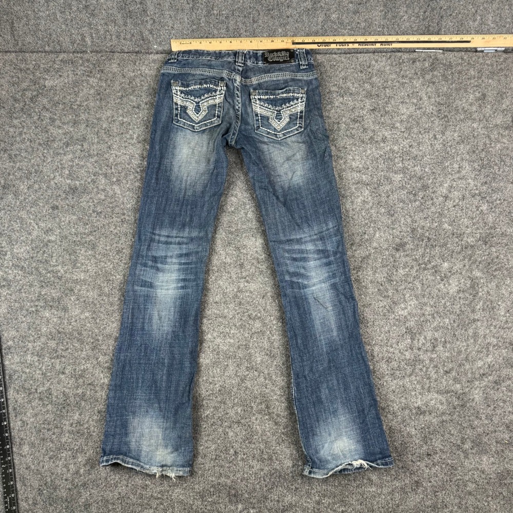 Rock & Roll Cowgirl Jeans Womens Size 27 Blue Bootcut Low Rise Embroidered Denim